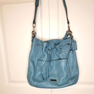 Coach Avery J1361-F27003 drawstring Blue Leather Handbag